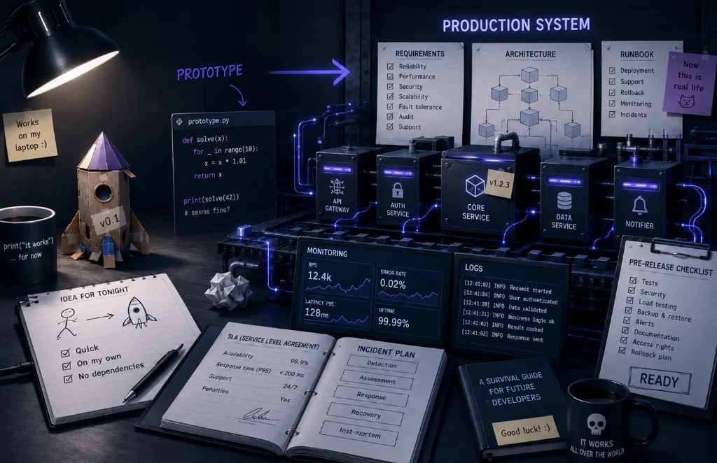 A prototype is not yet a production system.